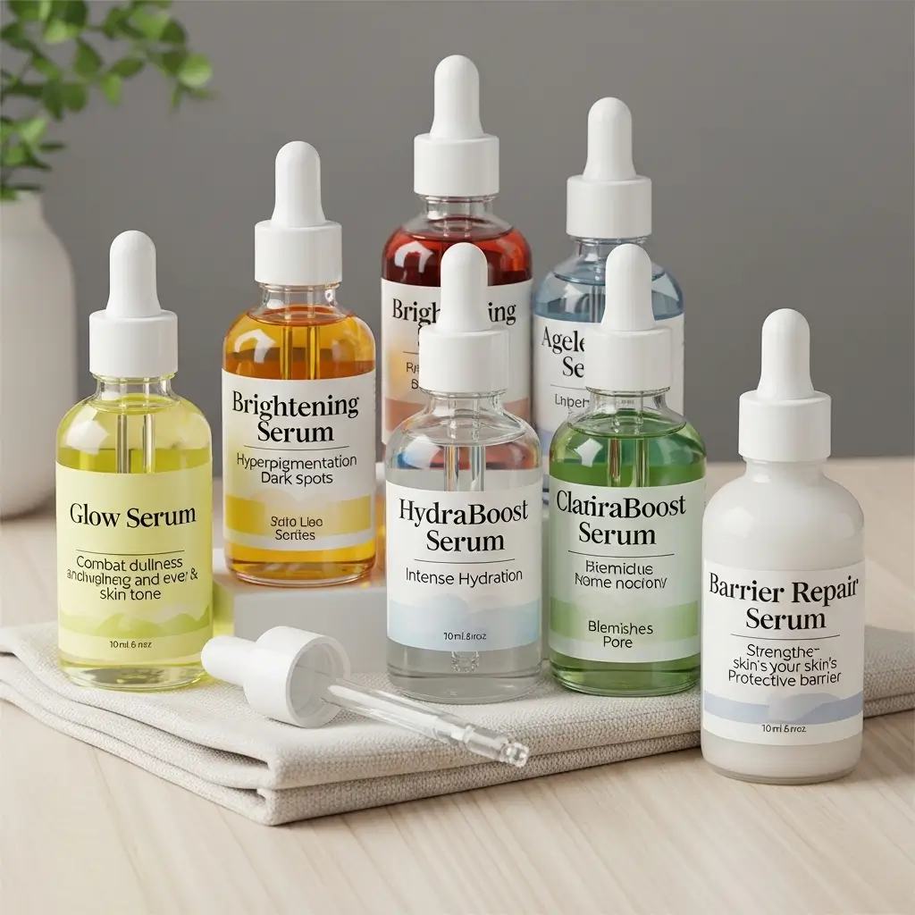 Serums formulas that address specific issues like dullness, hyperpigmentation, fine lines, or dehydration