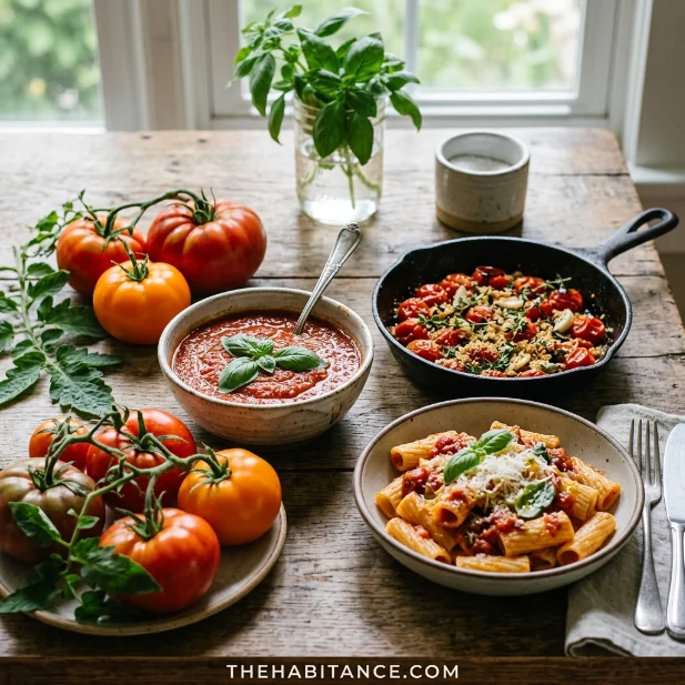 Fresh and cooked tomatoes highlighting natural prostate health benefits.