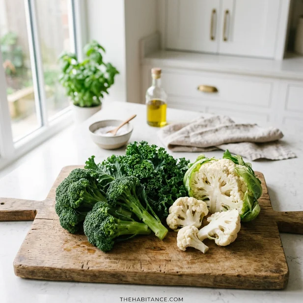 Assorted green vegetables rich in nutrients supporting prostate health.