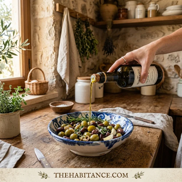 Olive oil with healthy fats supporting prostate care and reducing inflammation.